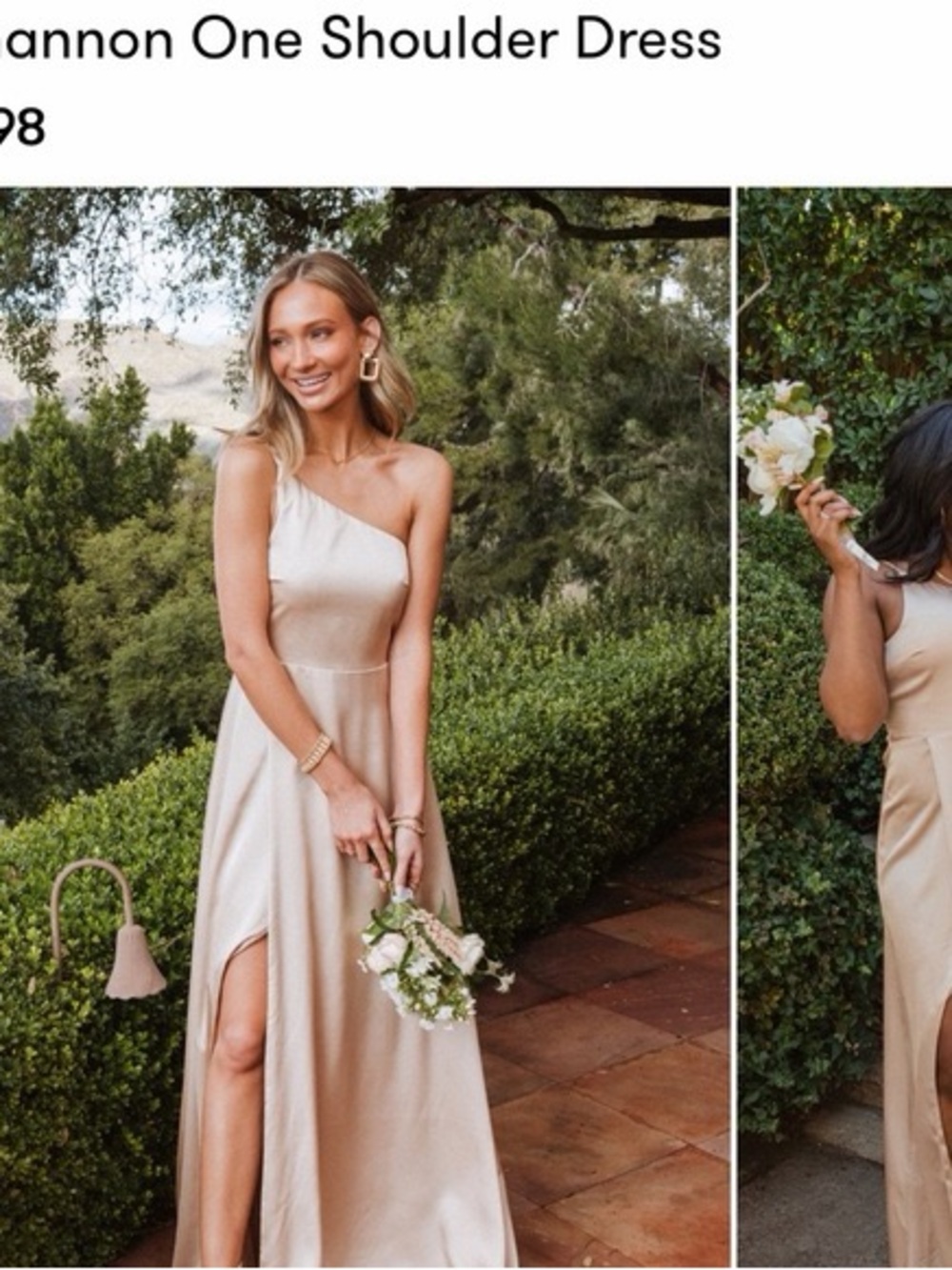 Show Me Your MuMu Champagne One-Shoulder Satin Gown